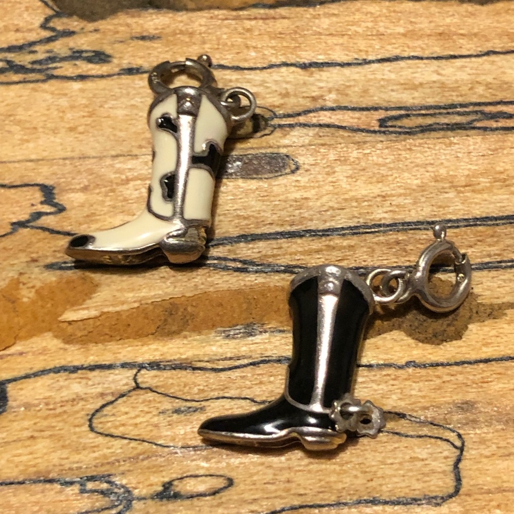Vintage Sterling Silver & Enamel Cowboy Boot Charms🌟